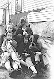 Peggy Dooley, Kay Cairns, Gail Cairns, Shirley Escher and one side view that I can't identify, Taken at the Ben Feldt farm south of Monticello, 1946.